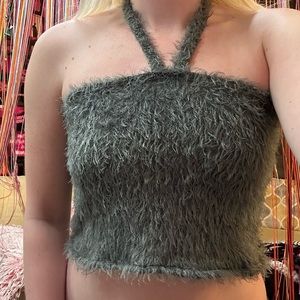 Fuzzy Grey Top